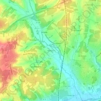 Marteau topographic map, elevation, terrain