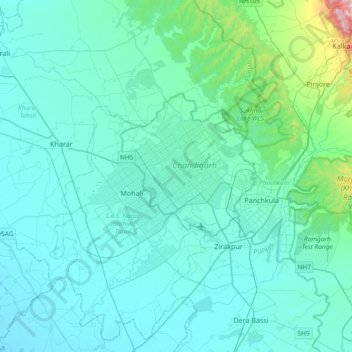 Chandigarh topographic map, elevation, terrain