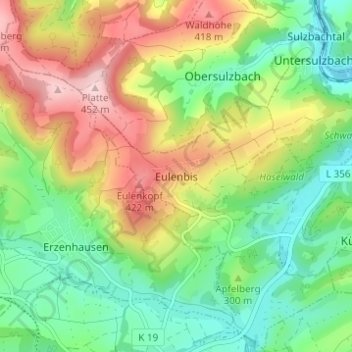 Eulenbis topographic map, elevation, terrain