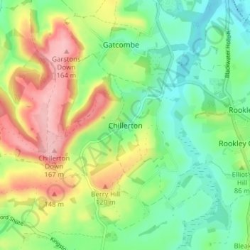 Chillerton topographic map, elevation, terrain