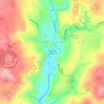 Washington Depot topographic map, elevation, terrain