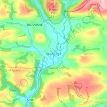 Exebridge topographic map, elevation, terrain