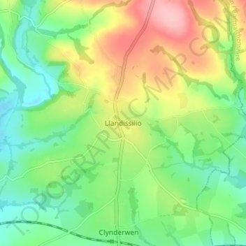 Llandissilio topographic map, elevation, terrain