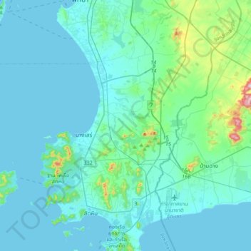 Khao Chi Chan topographic map, elevation, terrain