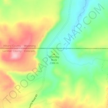 Chimney Rock topographic map, elevation, terrain