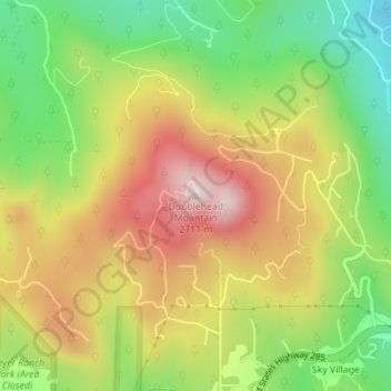 Doublehead Mountain topographic map, elevation, terrain