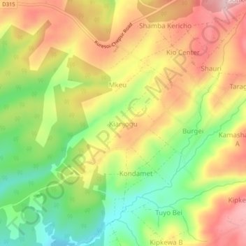 Kianjogu topographic map, elevation, terrain
