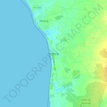 Nianing topographic map, elevation, terrain