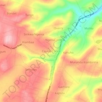 County Concil topographic map, elevation, terrain