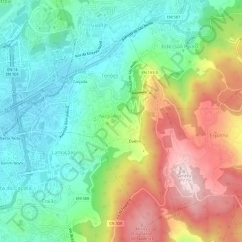 Senhora da Rocha topographic map, elevation, terrain