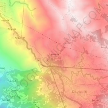 Lamtang topographic map, elevation, terrain