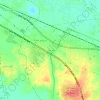 Tamelang topographic map, elevation, terrain