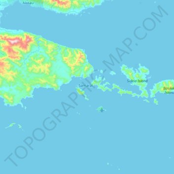 Samarai Island topographic map, elevation, terrain