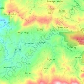 Jayuya topographic map, elevation, terrain