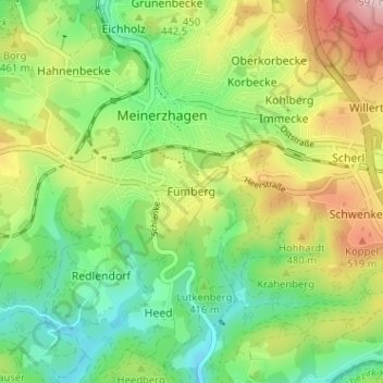 Fumberg topographic map, elevation, terrain