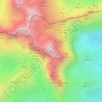 Peña Vieja topographic map, elevation, terrain