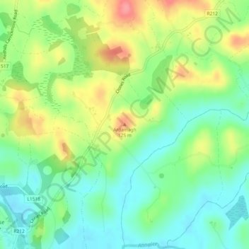 Ardamagh topographic map, elevation, terrain