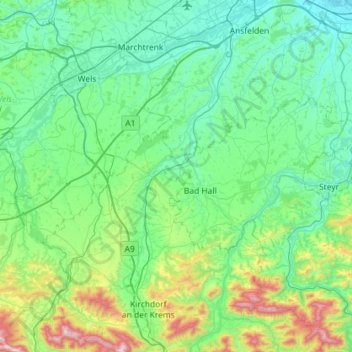 Krems topographic map, elevation, terrain