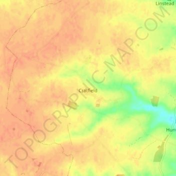 Cratfield topographic map, elevation, terrain
