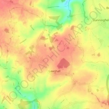 Lawshall topographic map, elevation, terrain