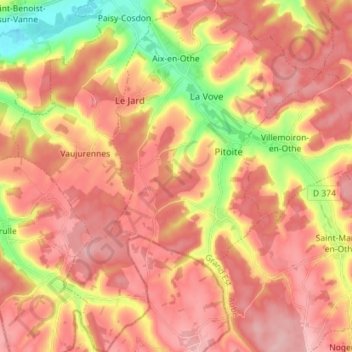 Aix-en-Othe topographic map, elevation, terrain