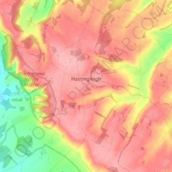 Hastingleigh topographic map, elevation, terrain