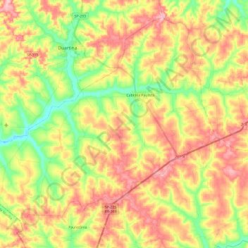 Cabrália Paulista topographic map, elevation, terrain