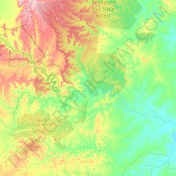 Baroondah topographic map, elevation, terrain