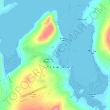 Makkovik topographic map, elevation, terrain