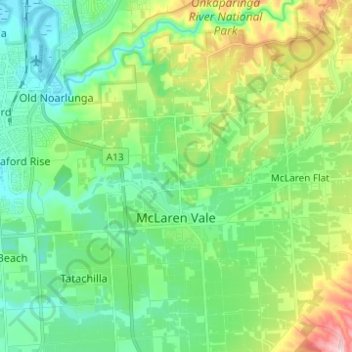 McLaren Vale topographic map, elevation, terrain