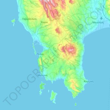 Δήμος Πύλου - Νέστορος topographic map, elevation, terrain
