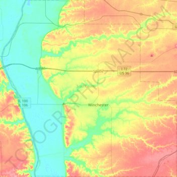 Scott County topographic map, elevation, terrain