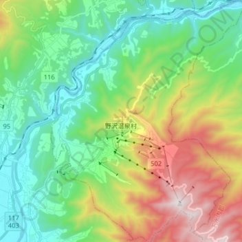 Nozawaonsen topographic map, elevation, terrain