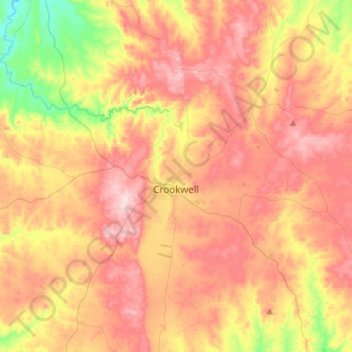 Crookwell topographic map, elevation, terrain