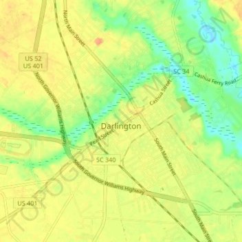 Darlington topographic map, elevation, terrain