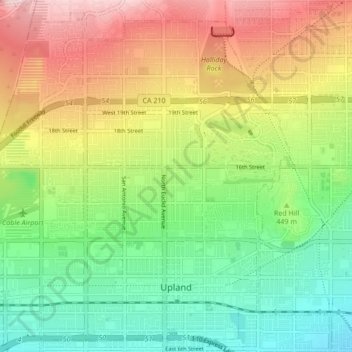 Upland topographic map, elevation, terrain