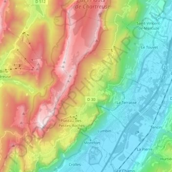Plateau-des-Petites-Roches topographic map, elevation, terrain