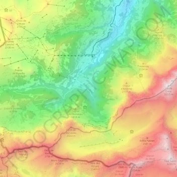 Champéry topographic map, elevation, terrain
