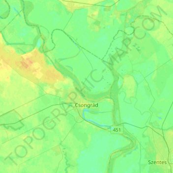 Csongrád topographic map, elevation, terrain
