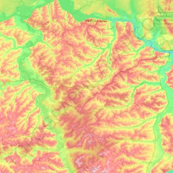 Чувашия topographic map, elevation, terrain