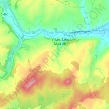 Villars-Saint-Marcellin topographic map, elevation, terrain