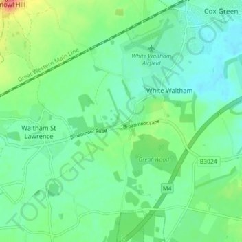 Shottesbrooke topographic map, elevation, terrain