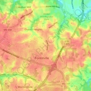 Forestville topographic map, elevation, terrain