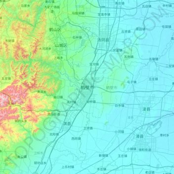 Hebi City topographic map, elevation, terrain