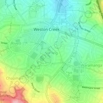 Stirling topographic map, elevation, terrain