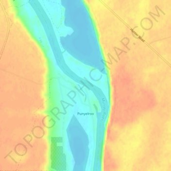 Punyelroo topographic map, elevation, terrain