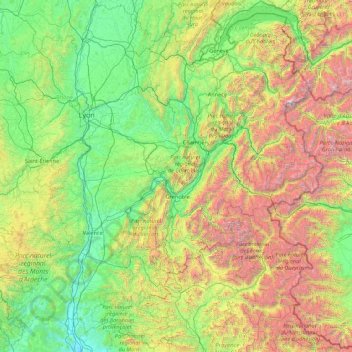 Rhône-Alpes topographic map, elevation, terrain