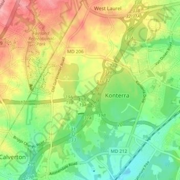 Konterra topographic map, elevation, terrain