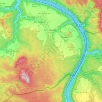 Reinhardtsdorf-Schöna topographic map, elevation, terrain