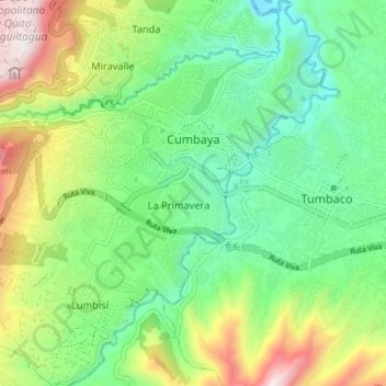 Cumbaya topographic map, elevation, terrain